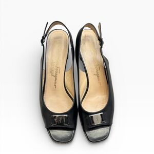 Salvatore Ferragamo Renata open-toe slingback sandals in black leather 8.5